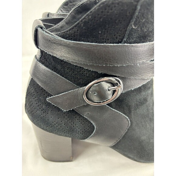 Earthies Santo Peeptoe Booties Boots Black Suede 8.5 B Ankle Zip Arch Support - Picture 8 of 12